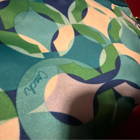 Coach Poppy Blue and Green Patterned Satin Wristlet - Picture 7 of 9